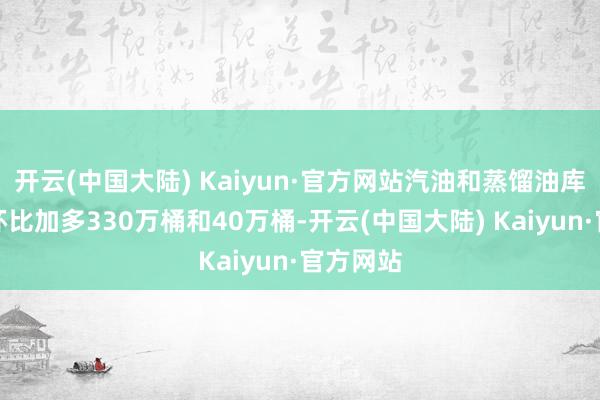 开云(中国大陆) Kaiyun·官方网站汽油和蒸馏油库存永别环比加多330万桶和40万桶-开云(中国大陆) Kaiyun·官方网站