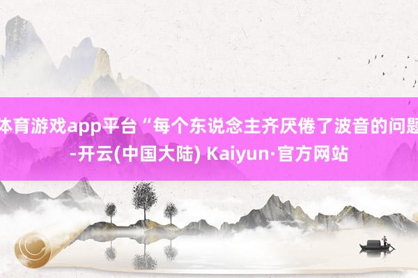 体育游戏app平台“每个东说念主齐厌倦了波音的问题-开云(中国大陆) Kaiyun·官方网站